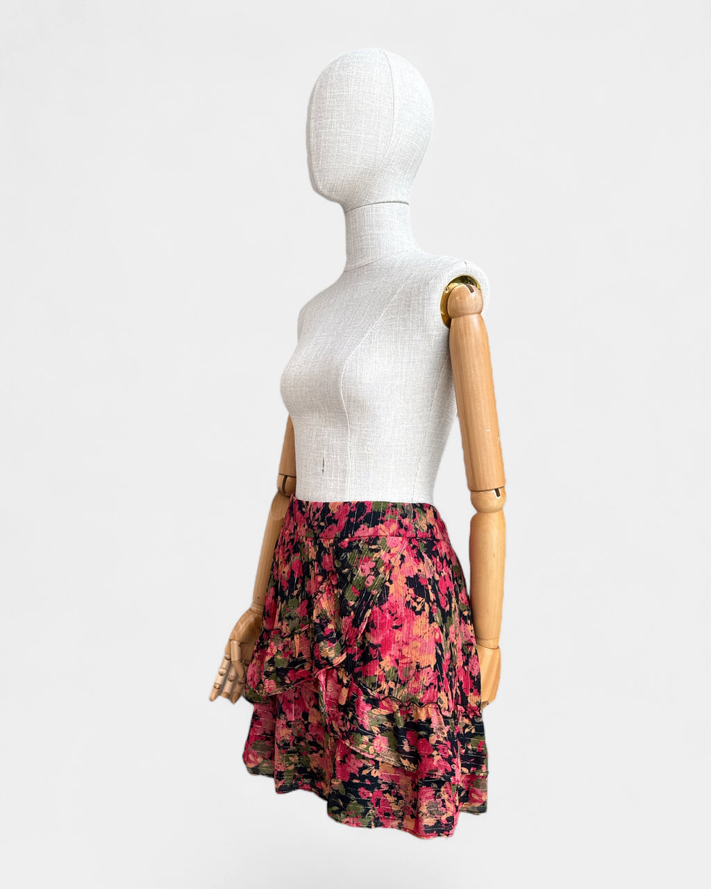 Sézane pink/red/black floral skirt, 38