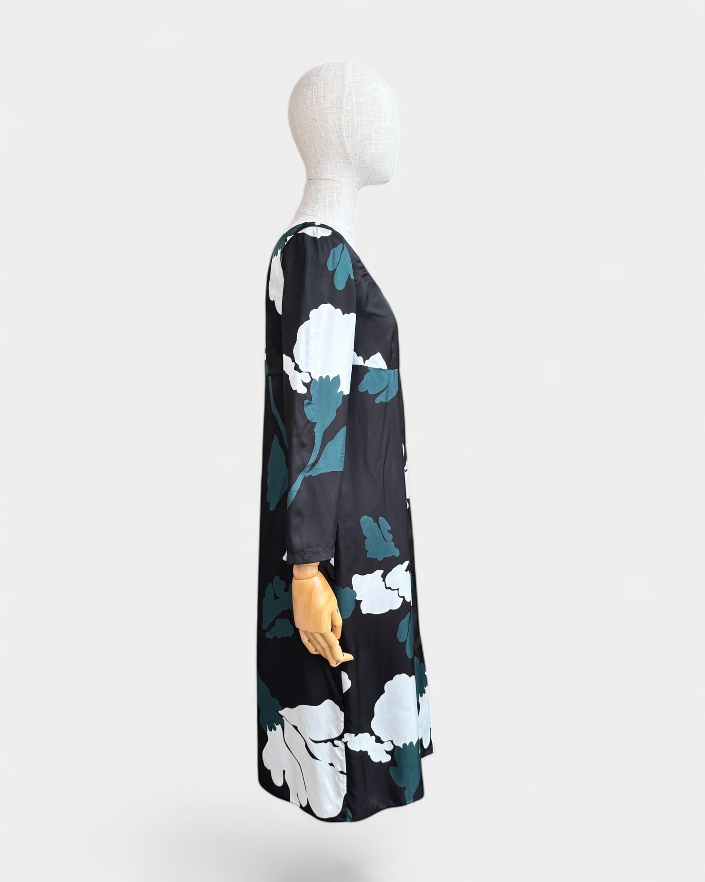 Marni Black Green Floral Print Dress, 38