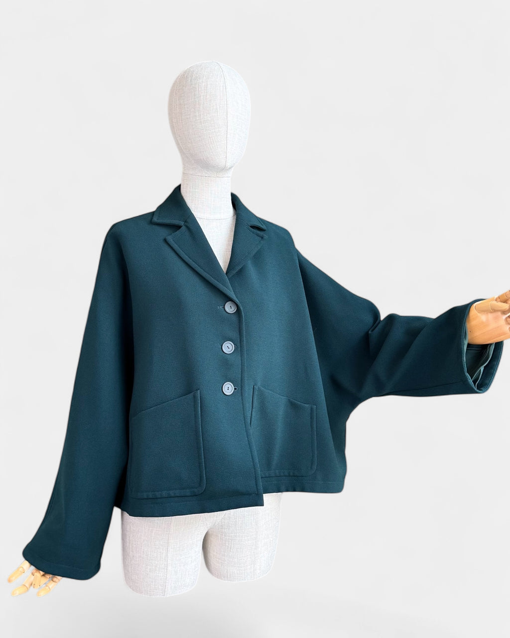 Dark green crepe jacket, S Liviana Conti