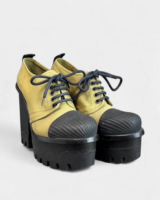 Khaki Hunter Lace-Up Heels, 6