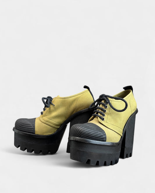 Khaki Hunter Lace-Up Heels, 6