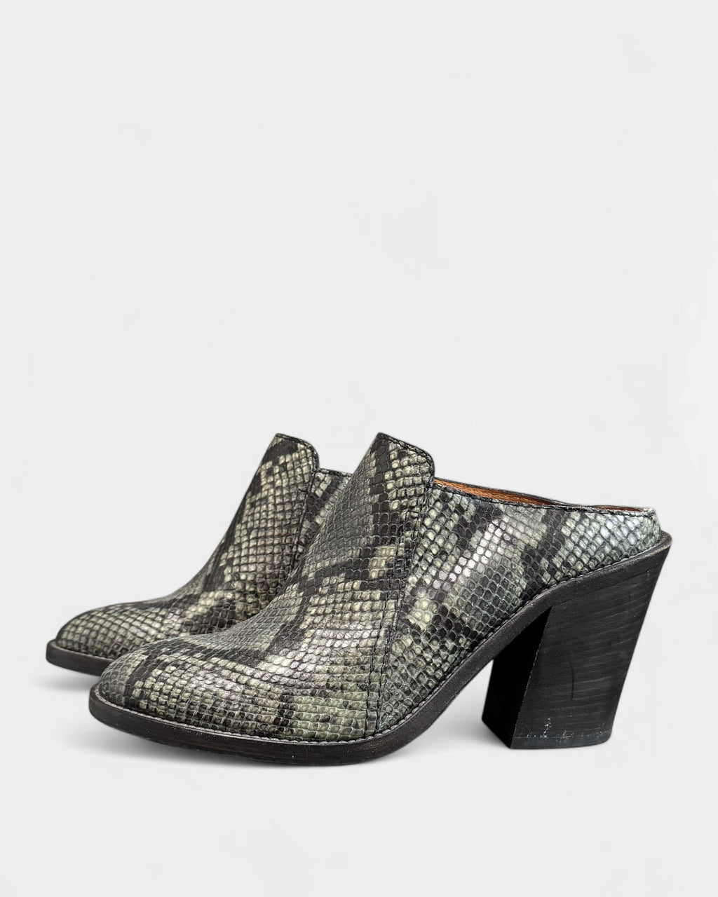 Aquatalia green python-effect leather mules, 8.5