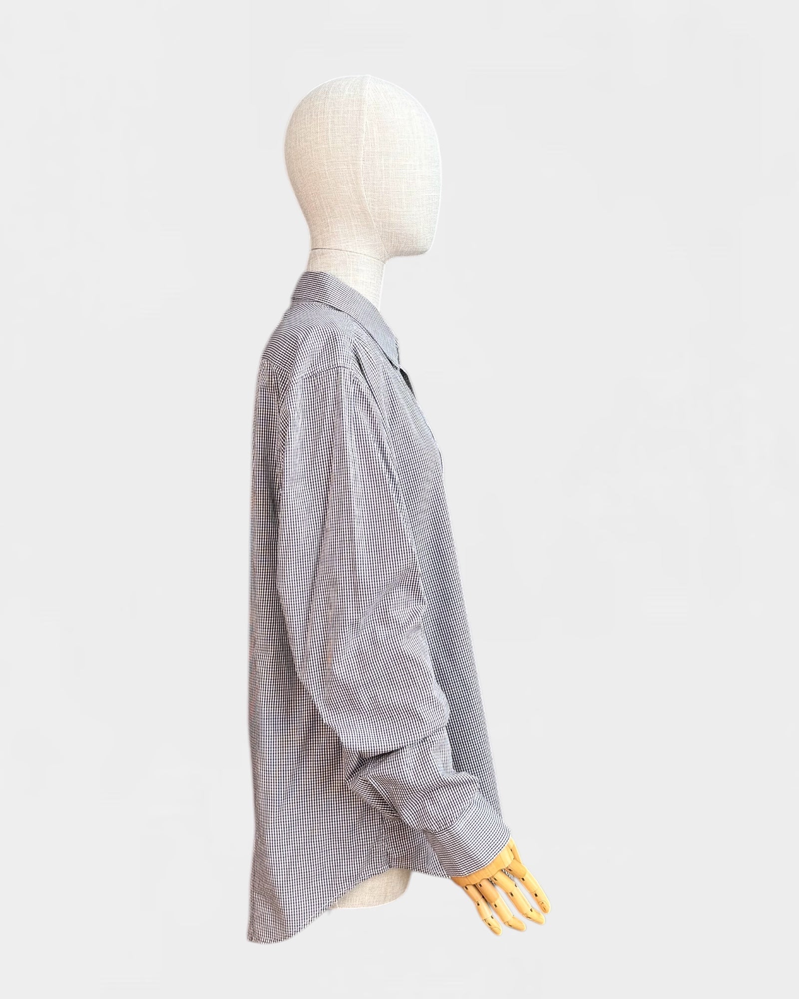 Theory white/brown/grey checkered shirt, XL