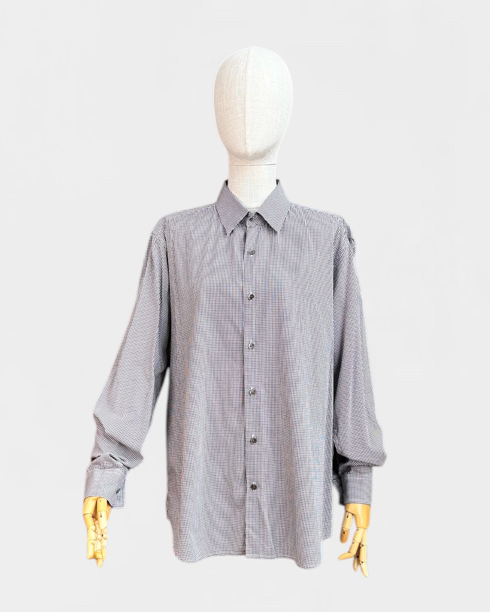 Theory white/brown/grey checkered shirt, XL