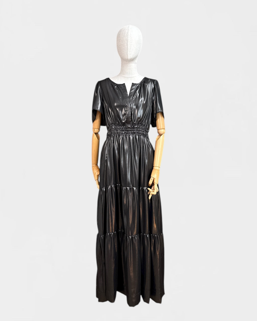 Anthracite lamé dress from Anthropologie, size M