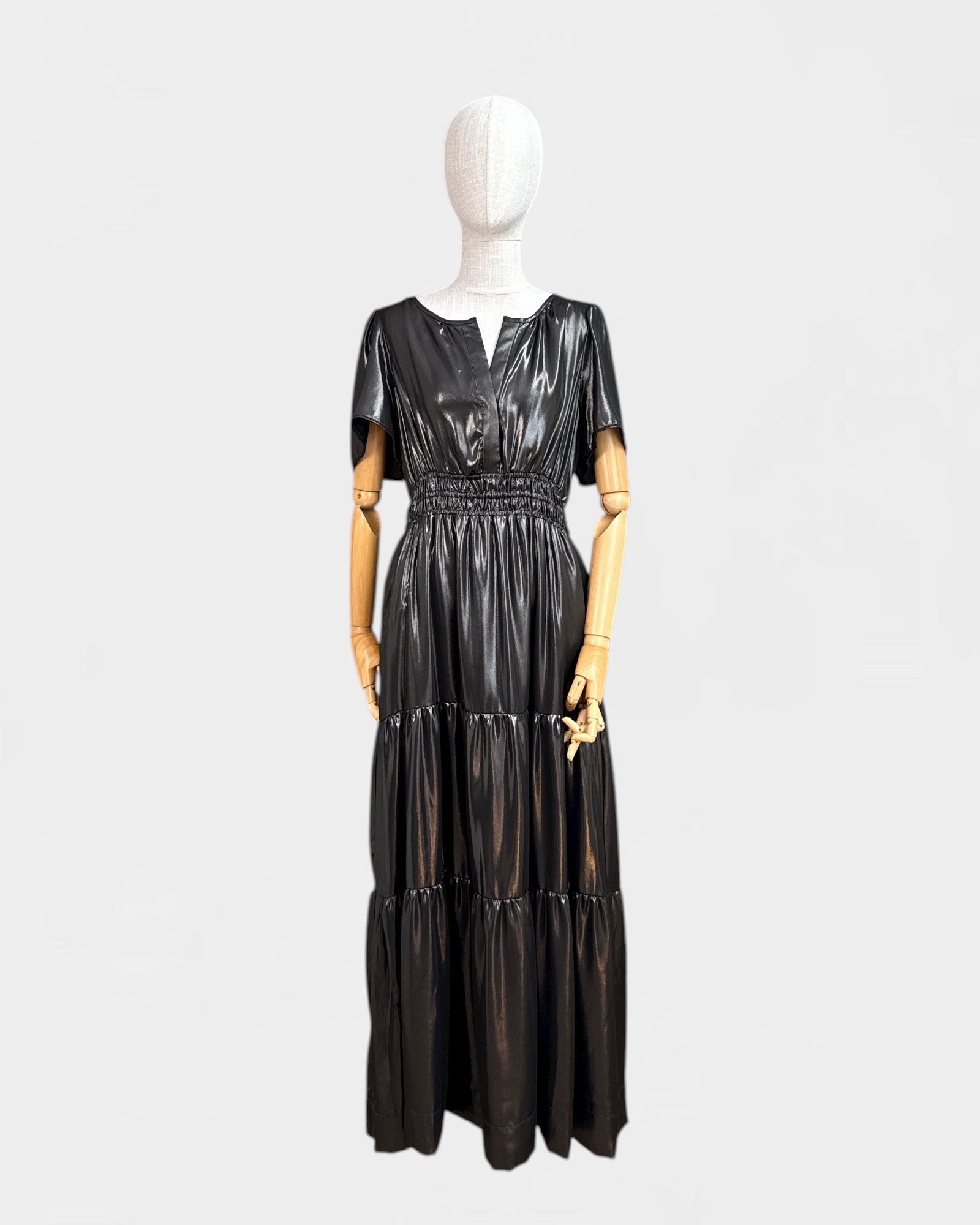 Anthracite lamé dress from Anthropologie, size M