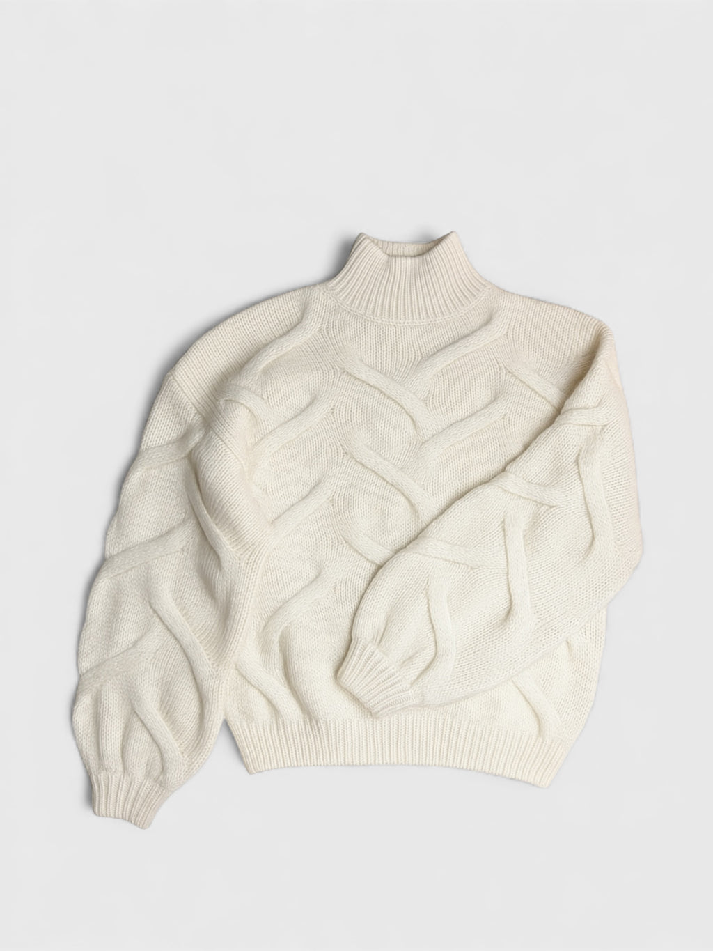 Cream French Knit Sweater, M/L