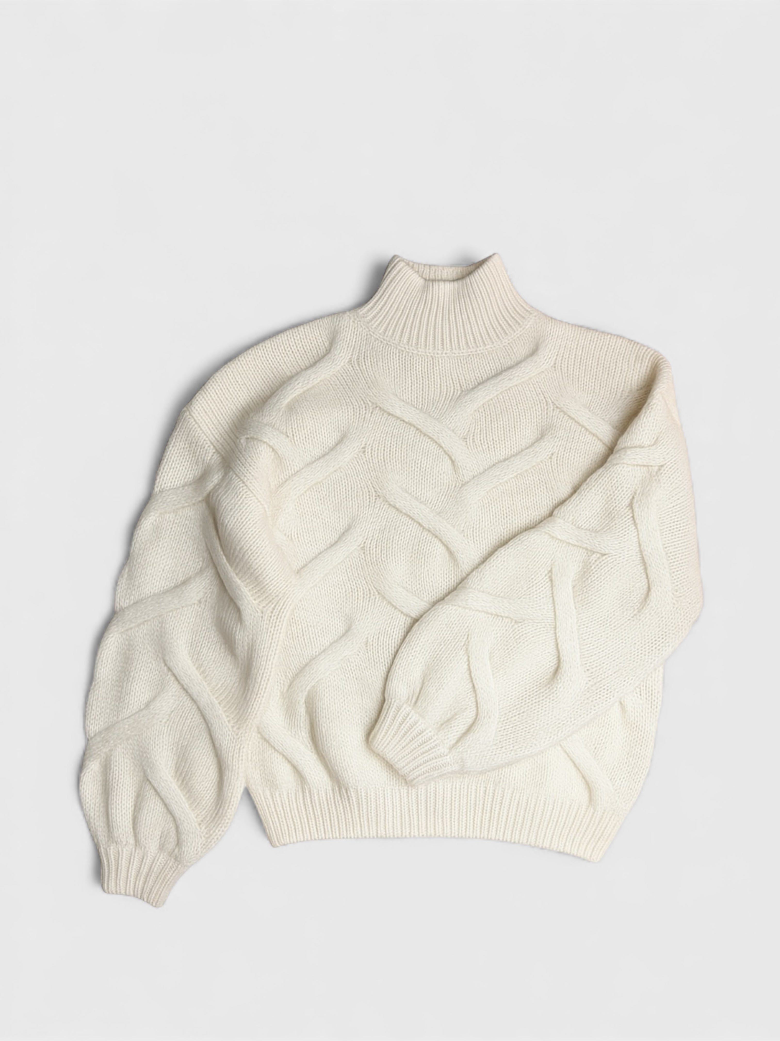 Cream French Knit Sweater, M/L