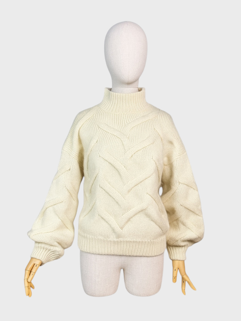 Cream French Knit Sweater, M/L