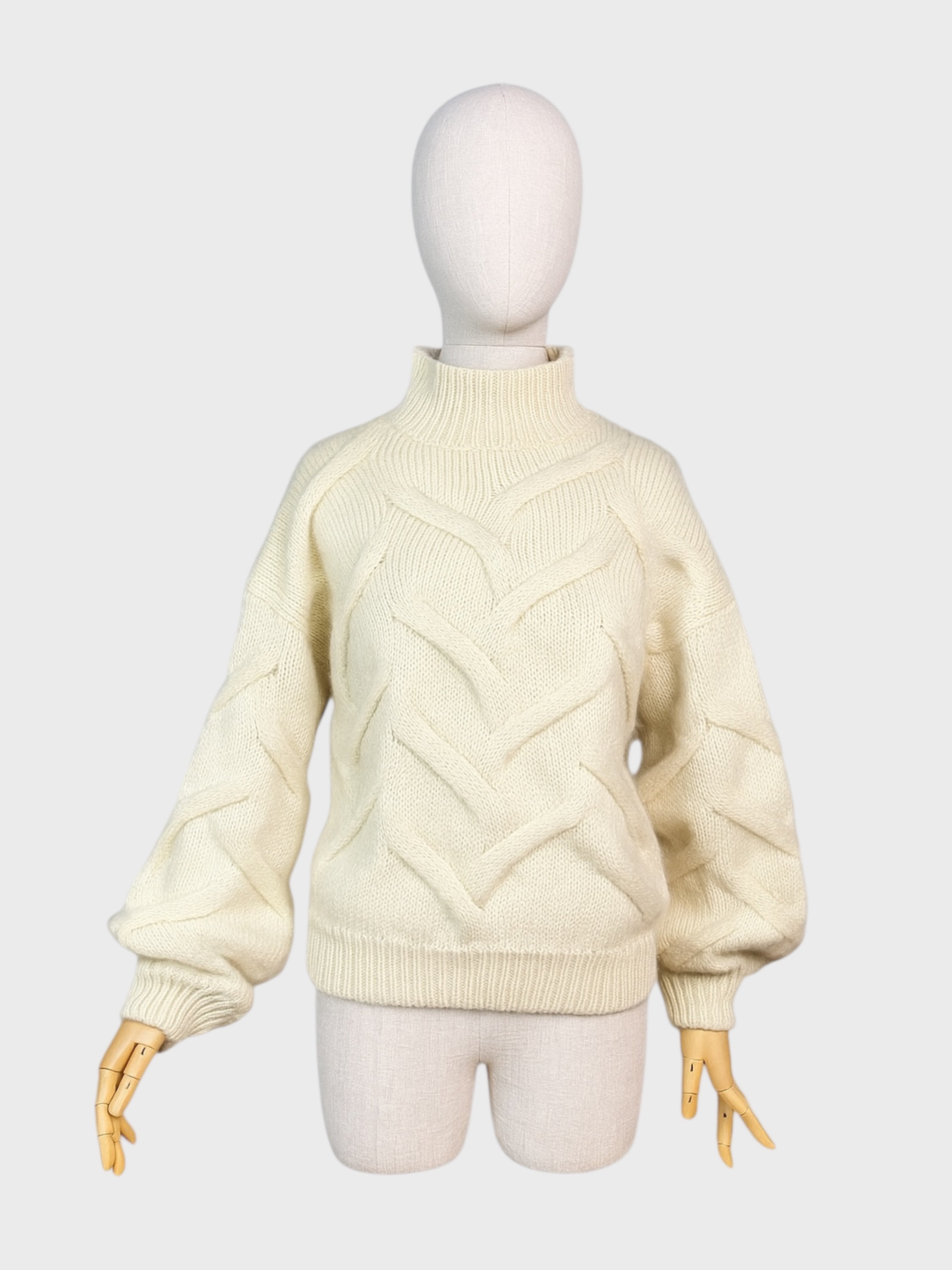 Cream French Knit Sweater, M/L