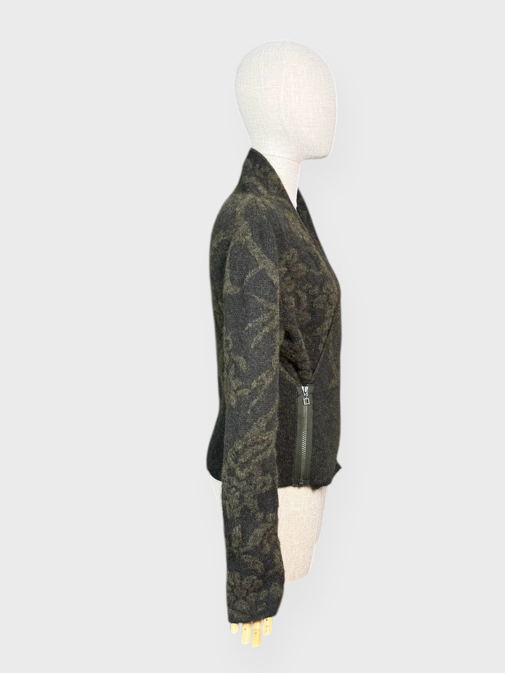 Cache-cœur tricot vert kaki Sarah Pacini, S