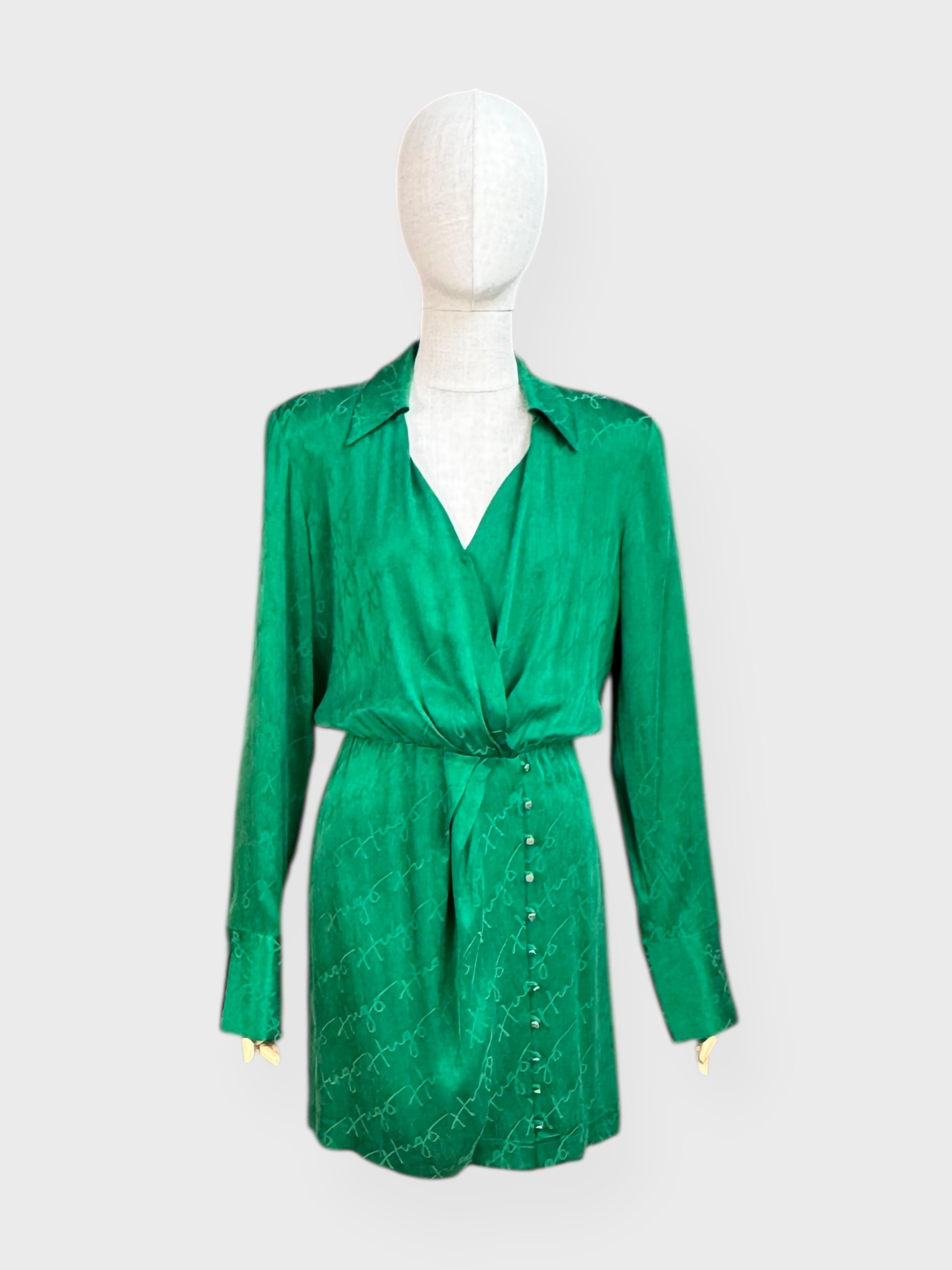 Hugo Boss green wrap dress, size 10