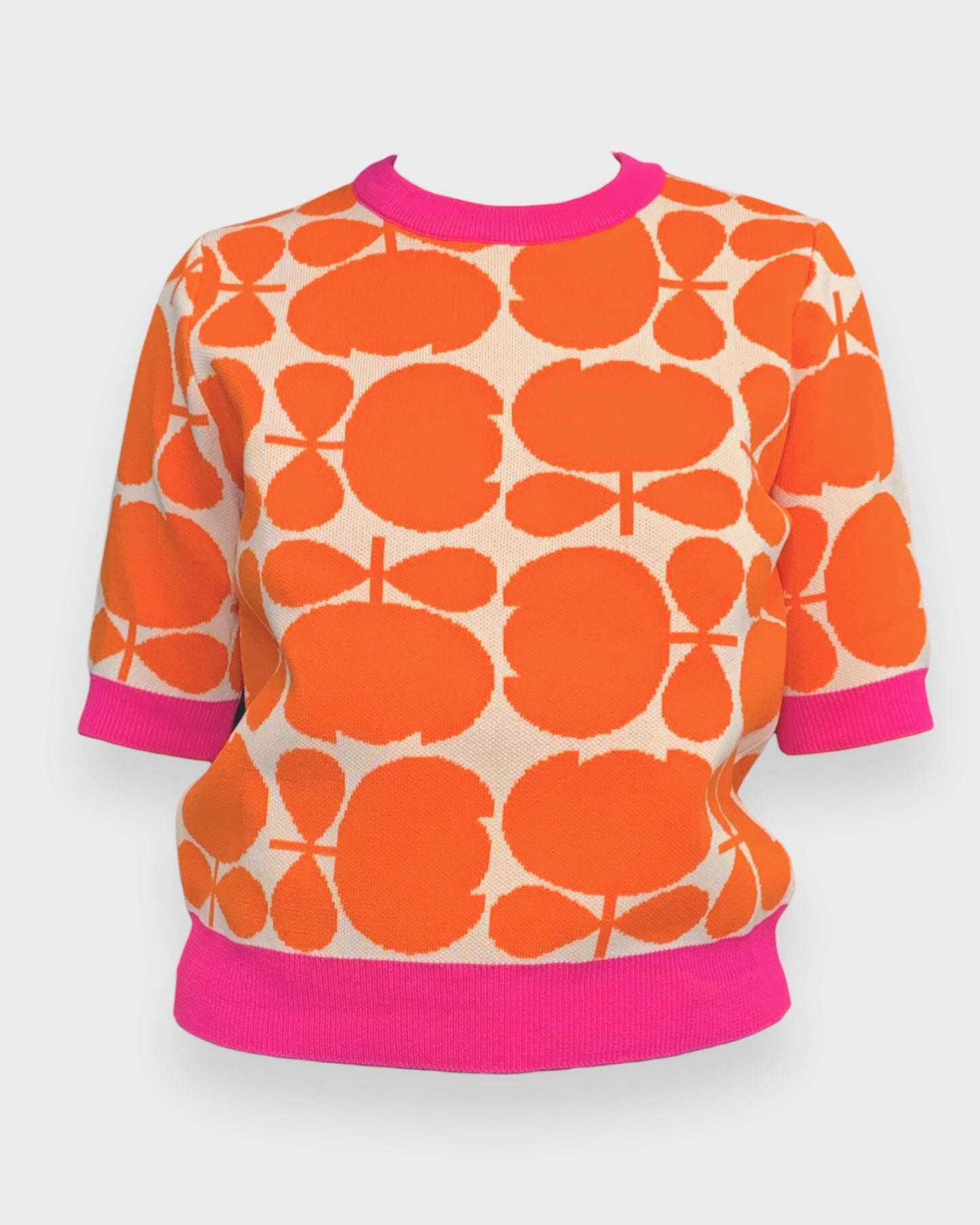 T-shirt tricot motif orange et rose Compania Fantastisa