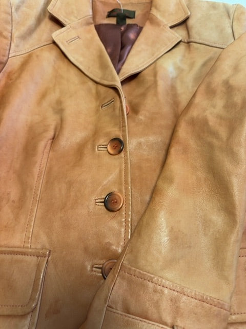 Danier Orange Leather Jacket, L
