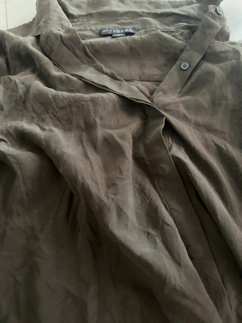 100% Silk Blouse Brown Thread, M