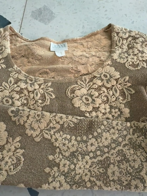 Pull texture florale Jaune Donna , S