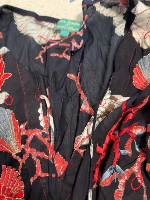 Kaftan imprimé Noir/rouge/gris Antica Santonia