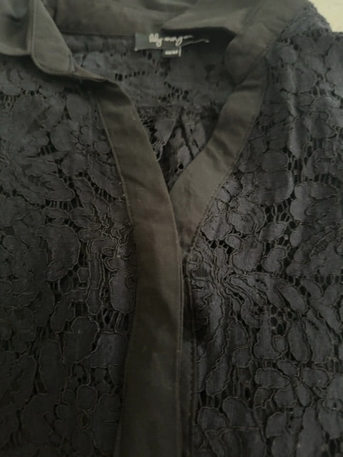 Lily Morgan Black Lace Blouse, M