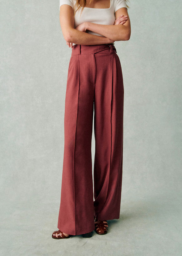 Sézane burnt orange belted trousers, size 38