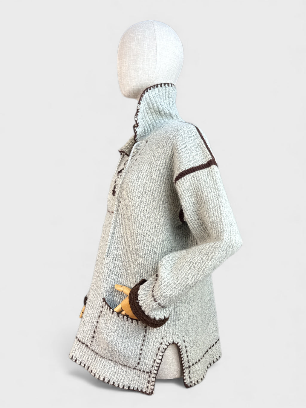 Pull tricot avec poches Gris marron Gold dream , L