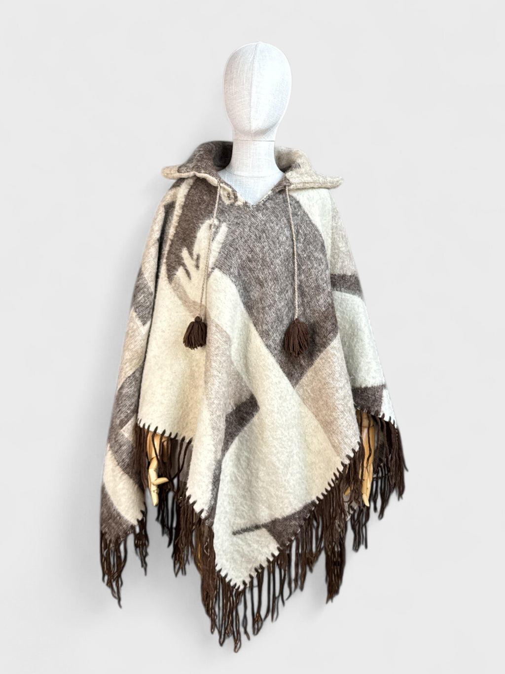 Poncho alpaca Marron crème