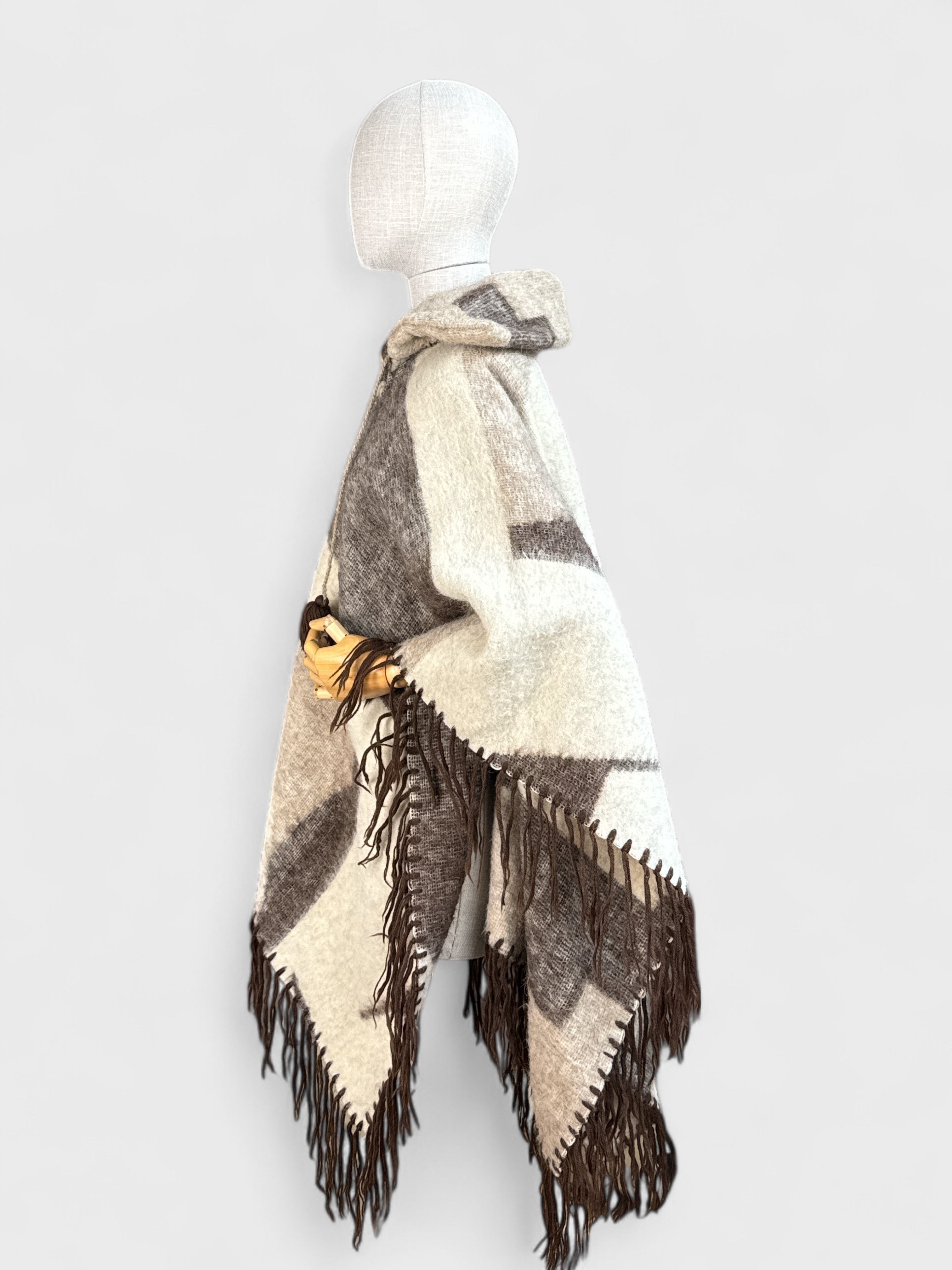 Poncho alpaca Marron crème