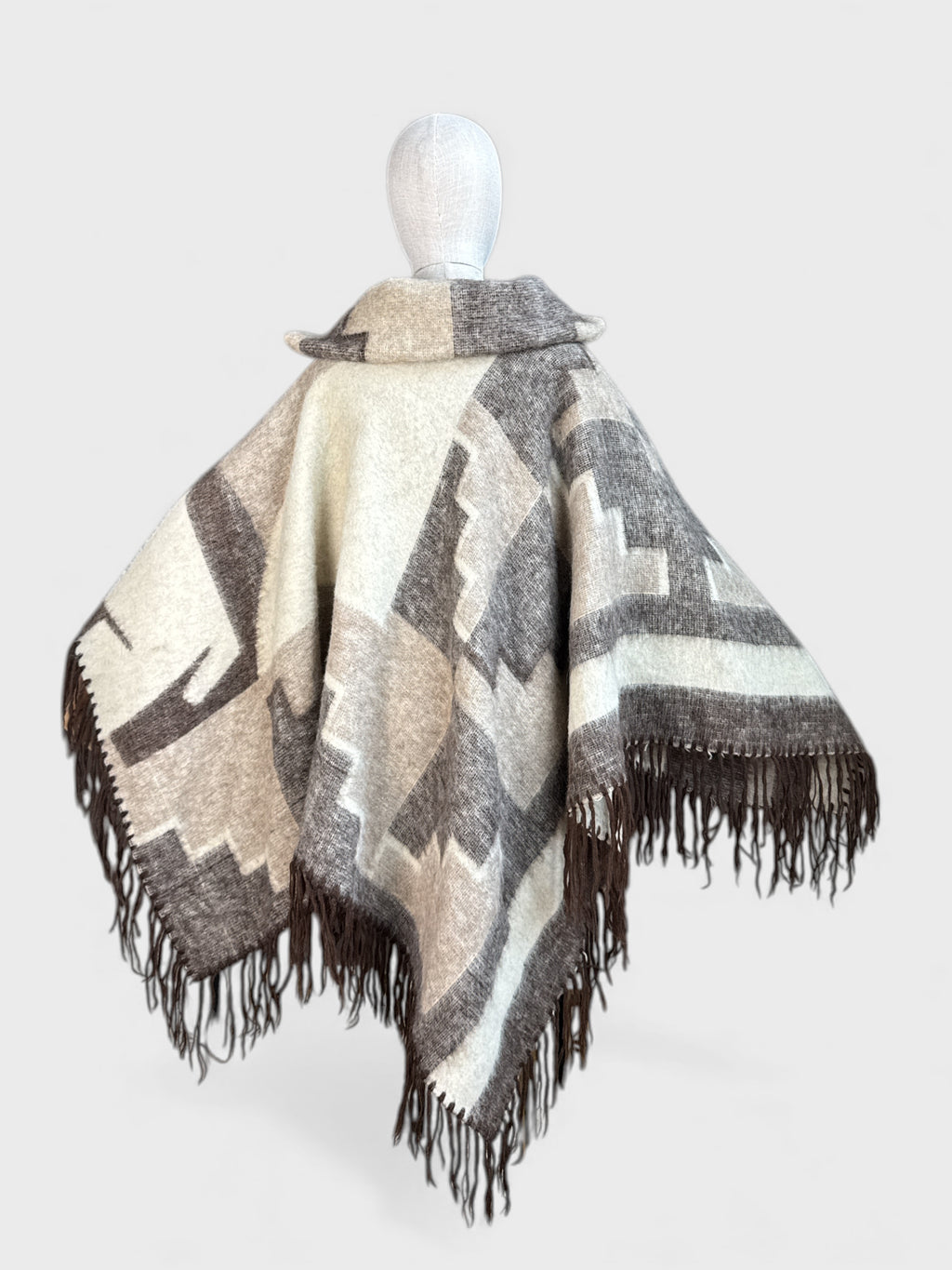 Poncho alpaca Marron crème