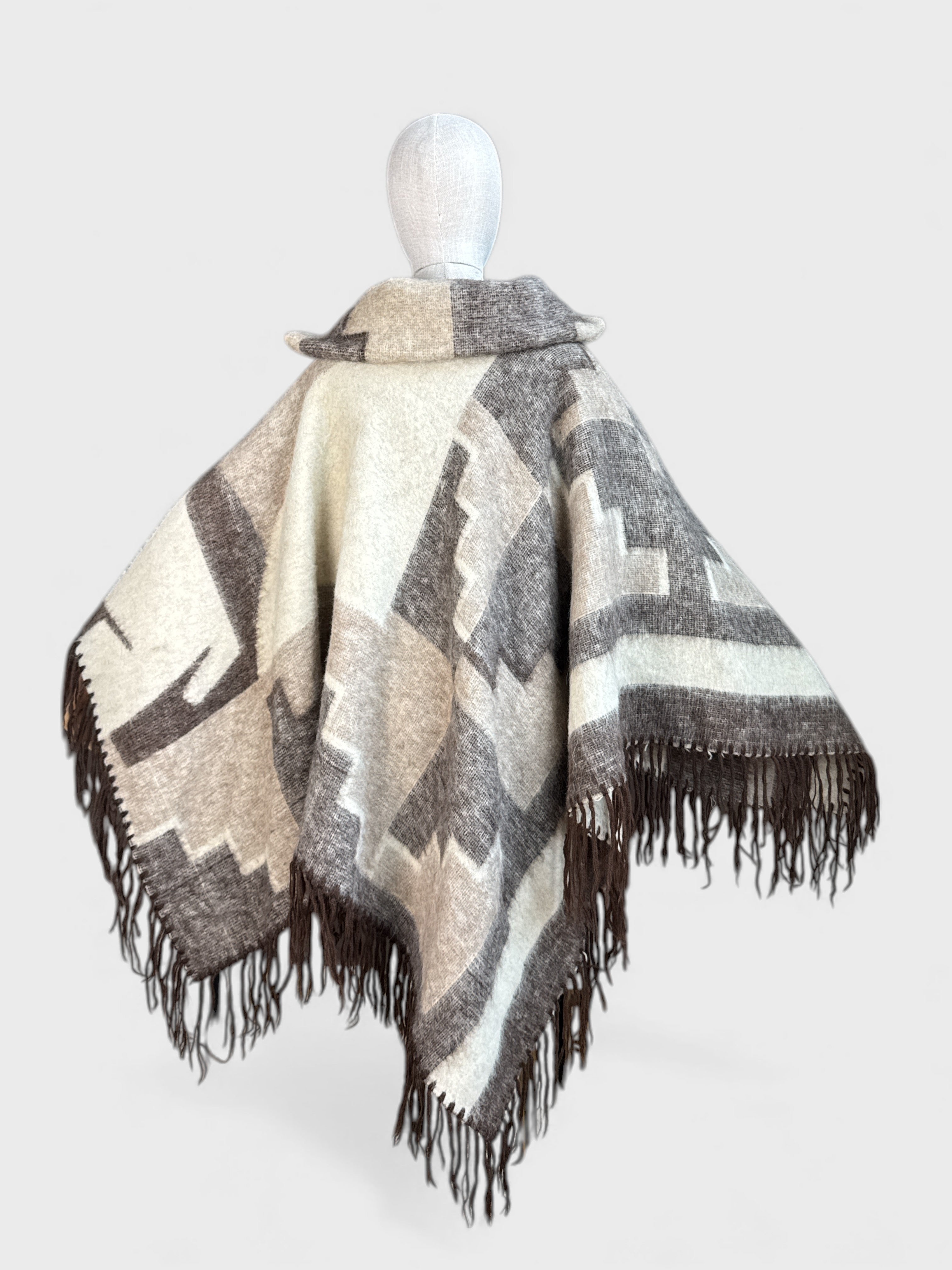 Poncho alpaca Marron crème