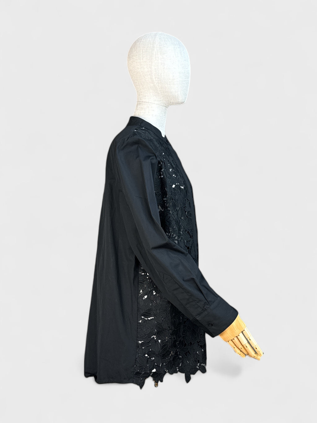 Longue chemise avec dentelle Noir Judith & Charles