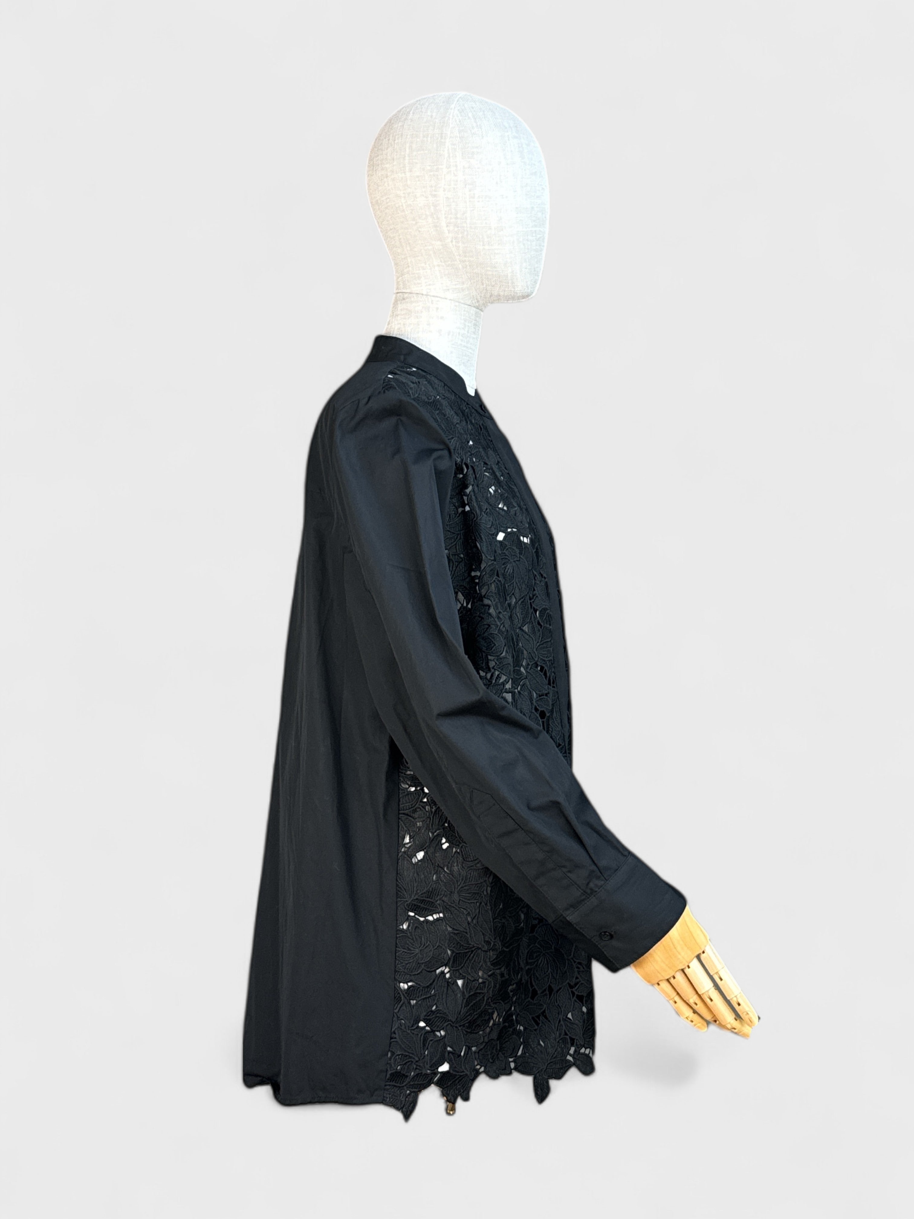 Longue chemise avec dentelle Noir Judith & Charles