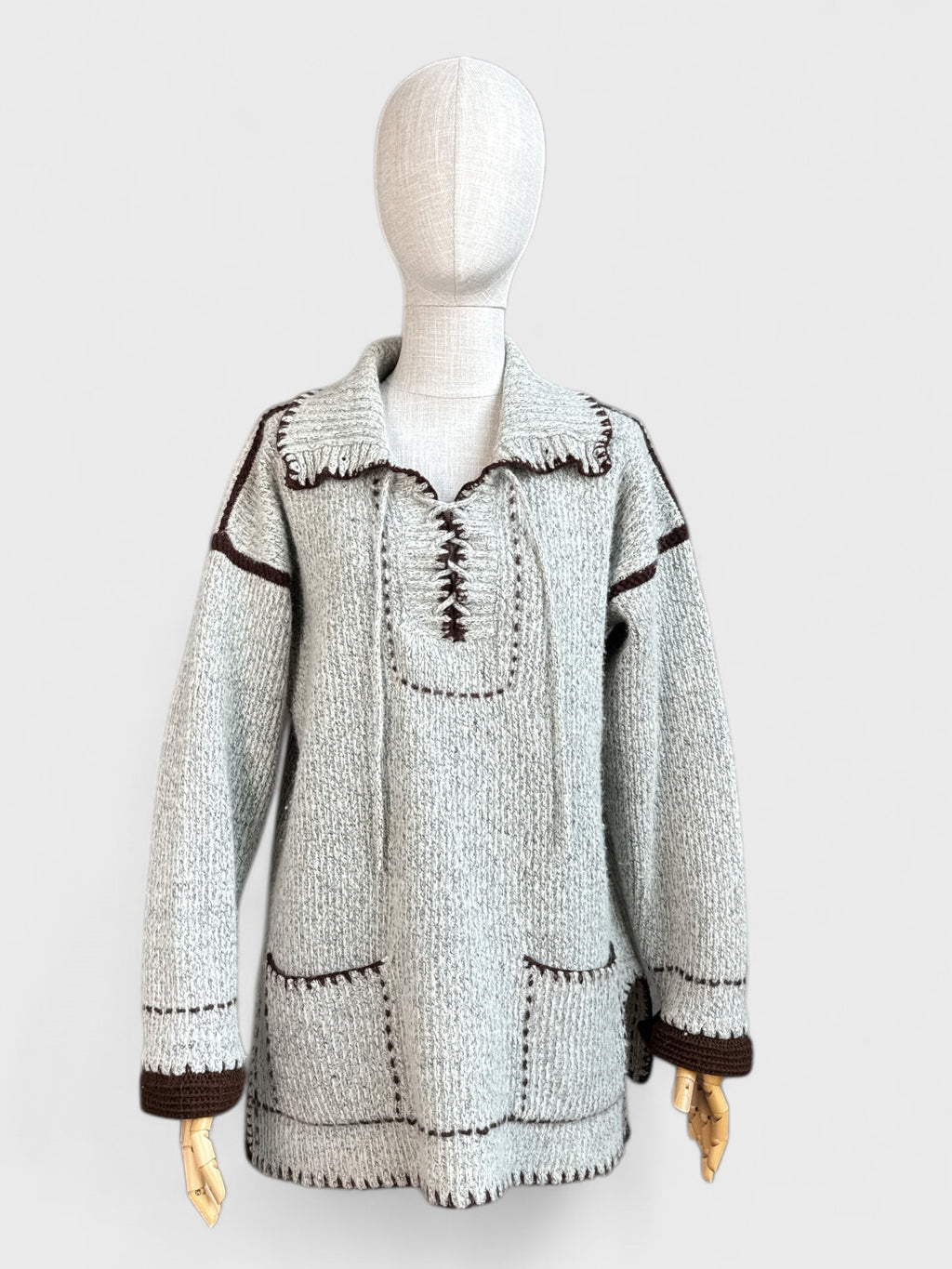 Pull tricot avec poches Gris marron Gold dream , L